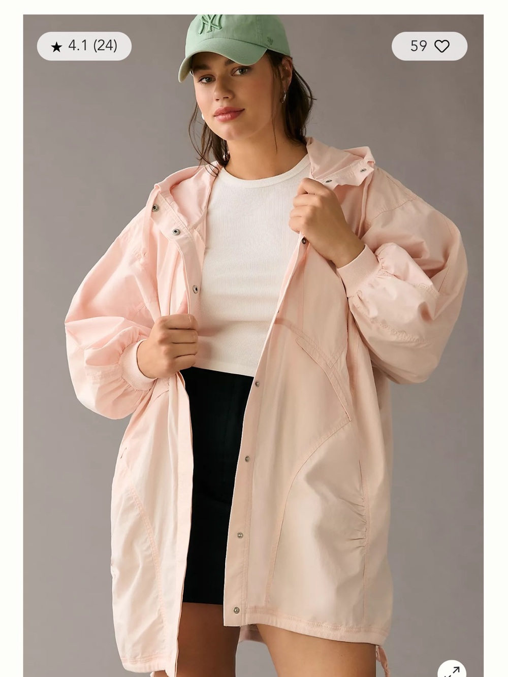 Daily Practice Anthropologie oversized Parachute Jacket Blush Pink cotton blend